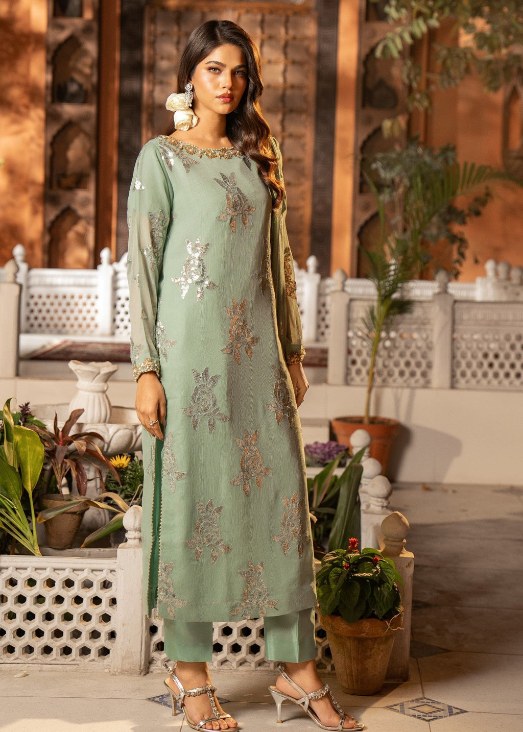 Maira Fashion Pastel Green Kurta Set 12 Women 3pcs