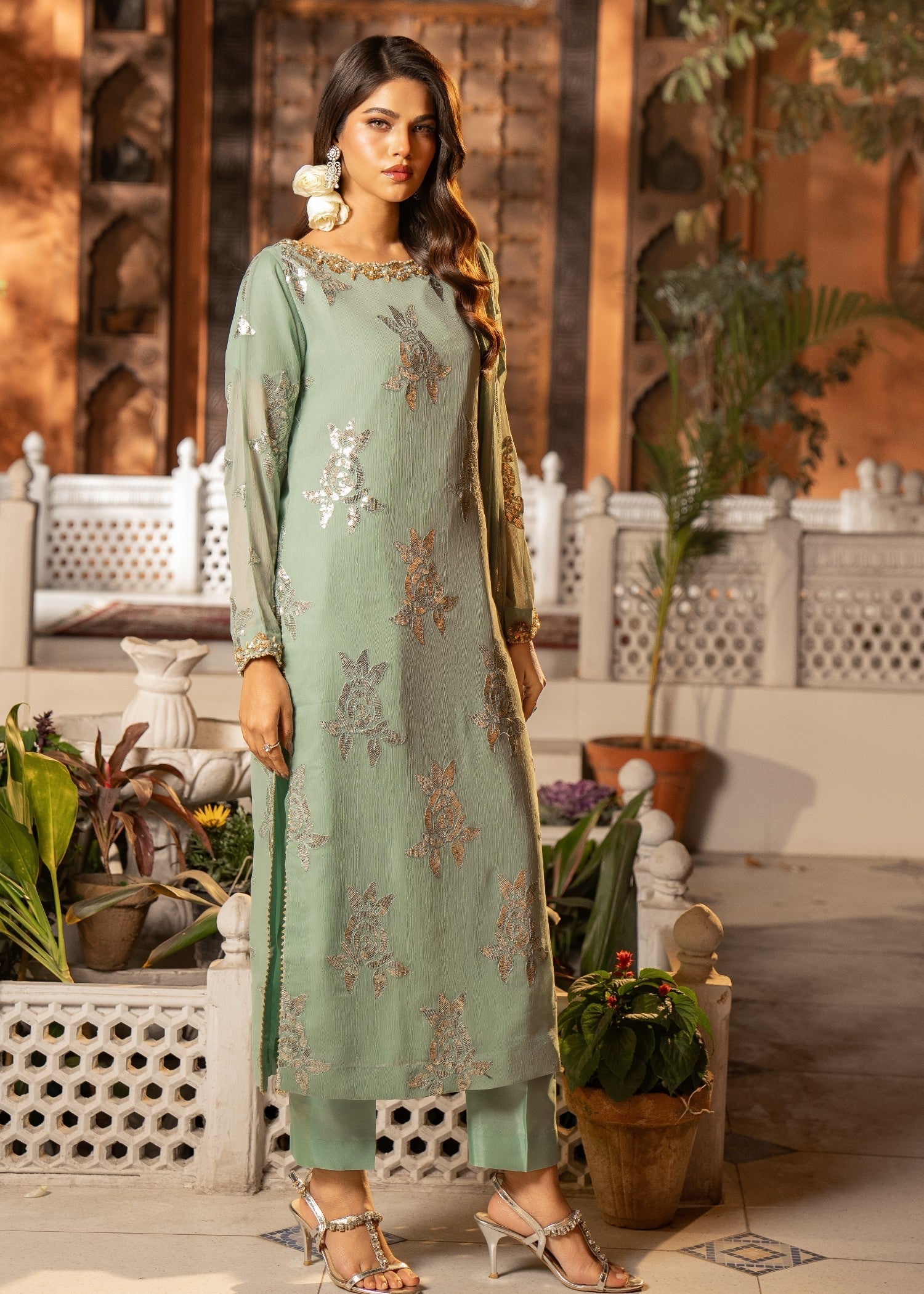 Maira Fashion Pastel Green Kurta Set 12 Women 3pcs