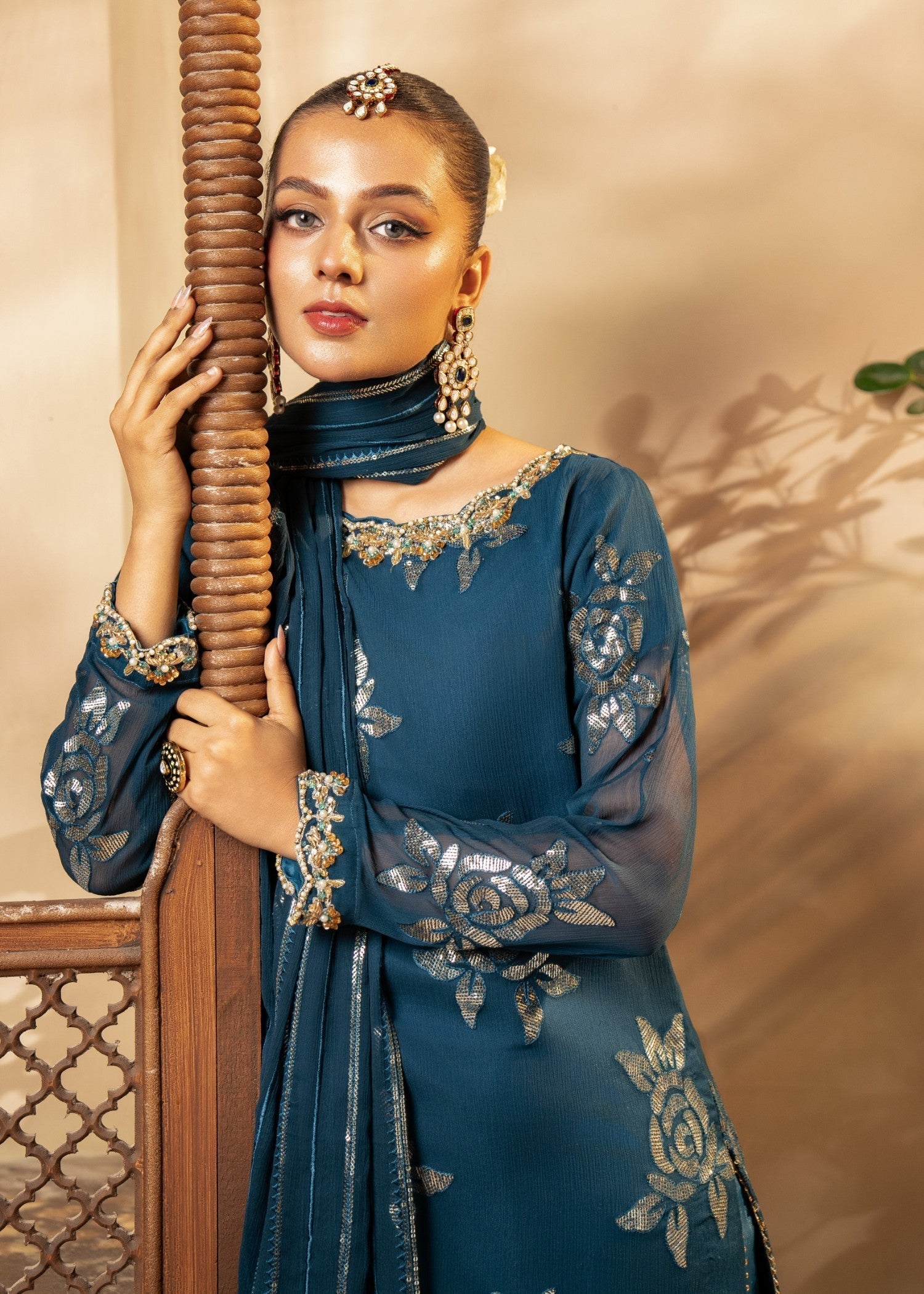 Maira Fashion Dark Blue Kurta Set16 Women 3pcs