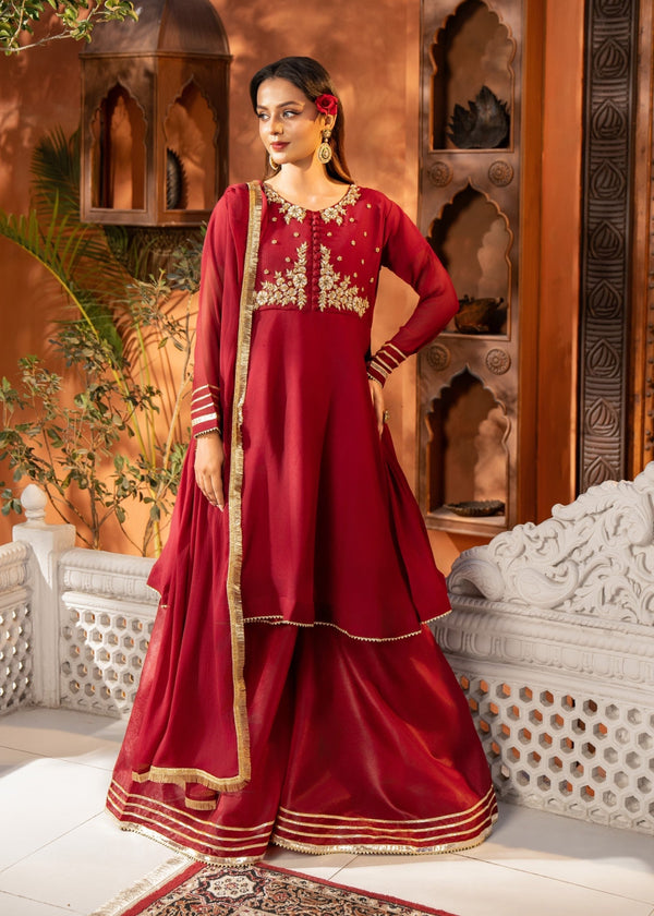 Maira Fashion Red Sharara 20 Women 3pcs
