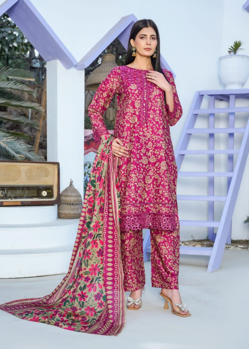 Pehnawa Basics PRINTED LAWN A001 Women 3pcs