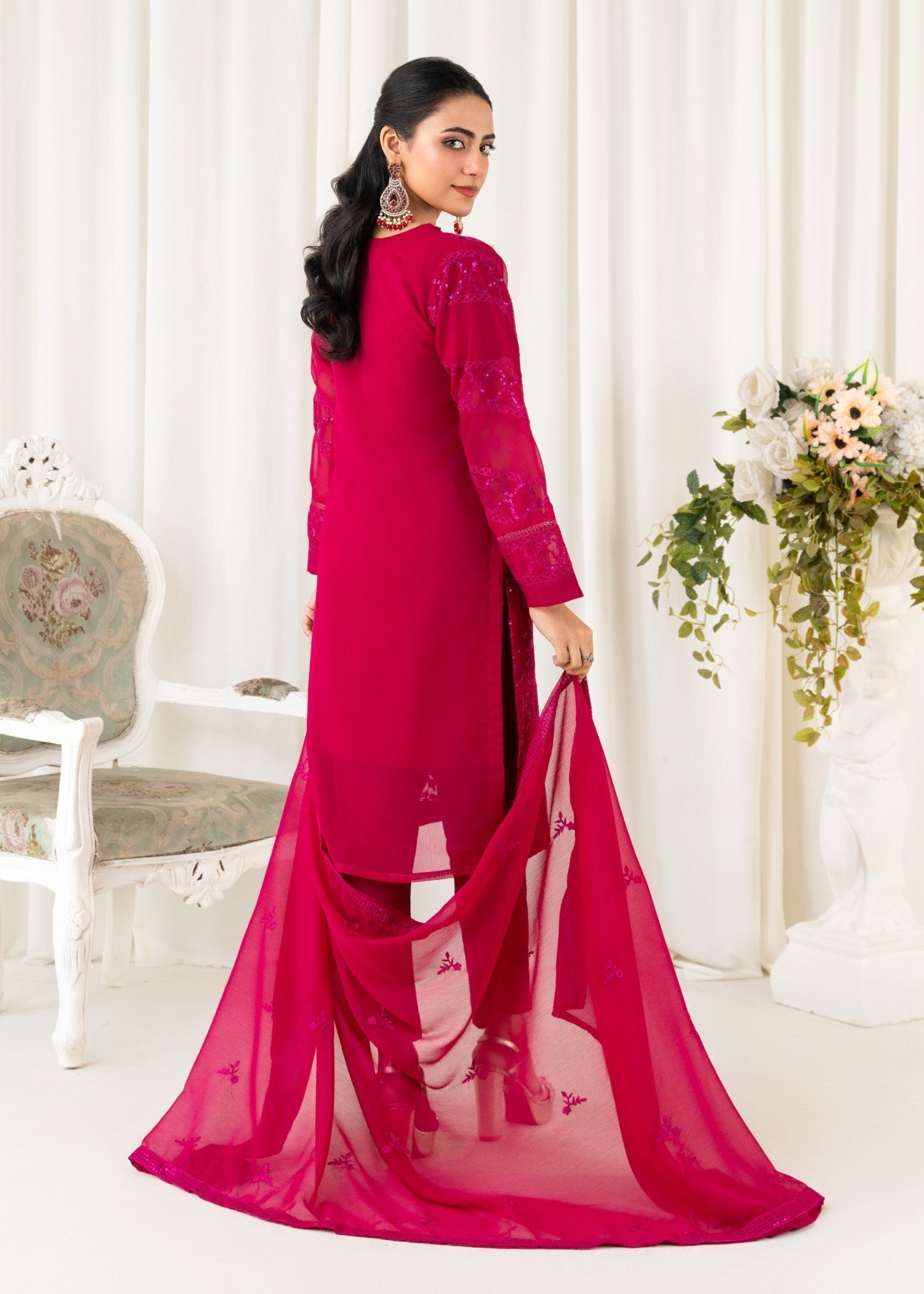 Four Season Boutique AFSAAN CHIFFON HOTPINK Women 3pcs