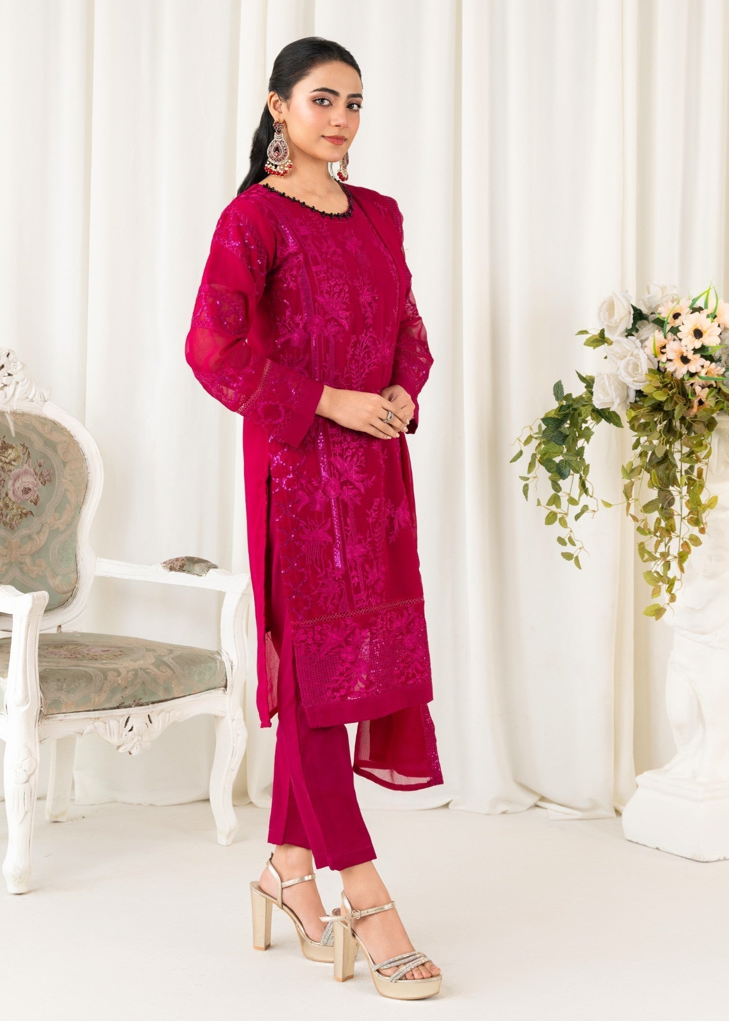 Four Season Boutique AFSAAN CHIFFON HOTPINK Women 3pcs