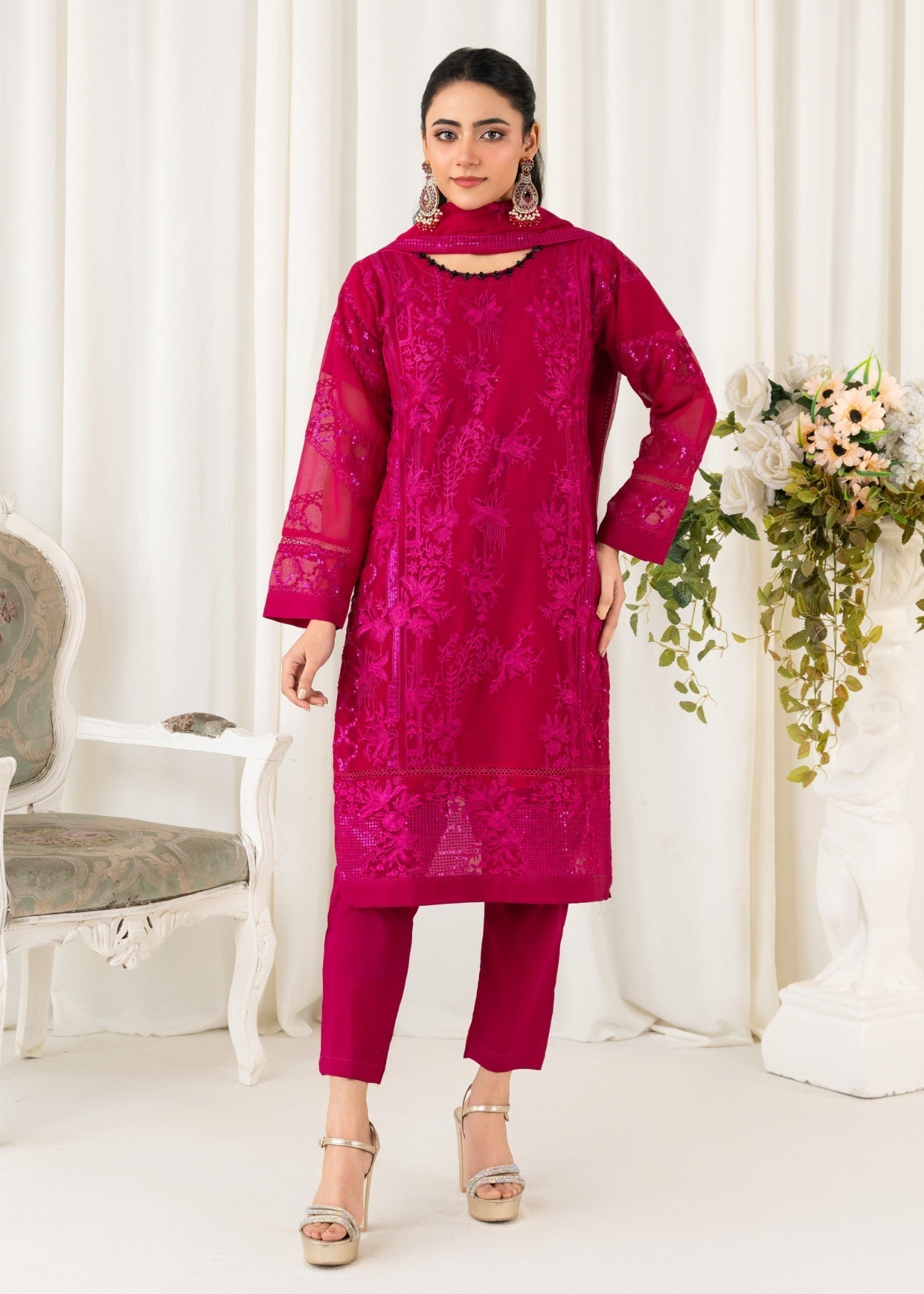 Four Season Boutique AFSAAN CHIFFON HOTPINK Women 3pcs