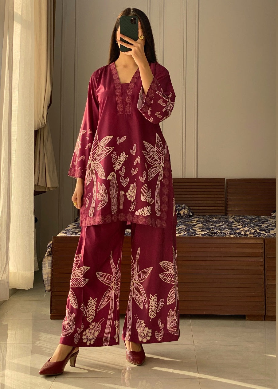 Ayesha B maroon (jabeen) Women 2pcs