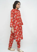 Amna Ali Nawaz Co Ord Set Khaddar APPLE RED Women 2pcs