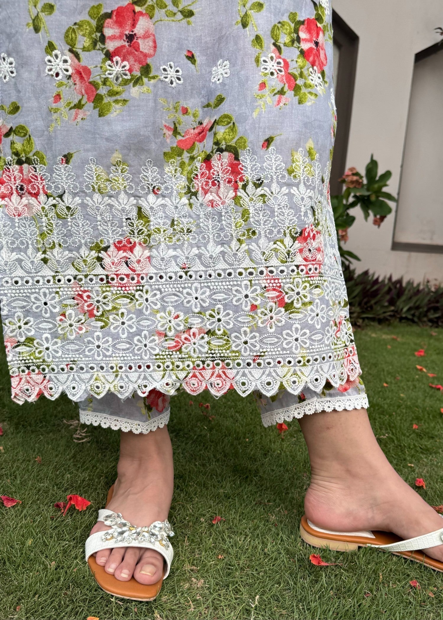 Naaz Couture Blue Print Lawn Chikankari Suit Women 3pcs