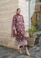 Naaz Couture Mauve Lawn Chikankari Suit Women 3pcs