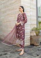 Naaz Couture Mauve Lawn Chikankari Suit Women 3pcs