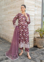 Naaz Couture Mauve Lawn Chikankari Suit Women 3pcs