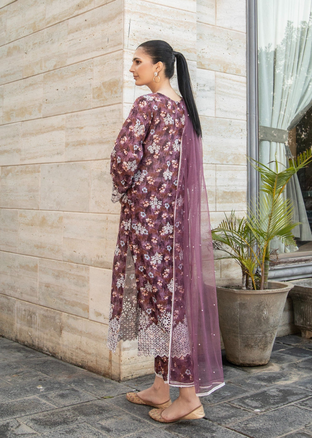 Naaz Couture Mauve Lawn Chikankari Suit Women 3pcs