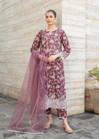 Naaz Couture Mauve Lawn Chikankari Suit Women 3pcs