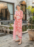 Naaz Couture Rose Pink Lawn Chikankari Suit Women 3pcs