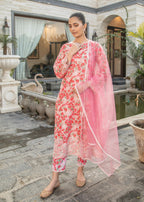 Naaz Couture Rose Pink Lawn Chikankari Suit Women 3pcs