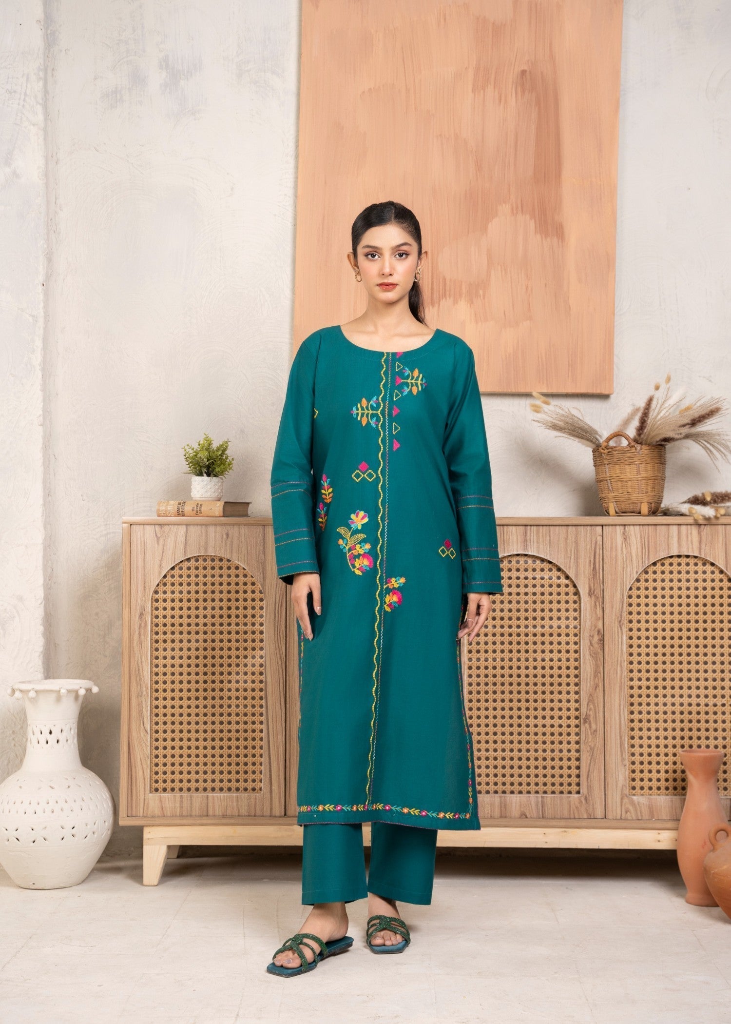 Abeera Timeless Grace: Embroidered Cotton Suit (Art No. AB 22) Women 2pcs