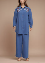 Polkadots Sophisticated Blue Georgette Suit 14372CW Women 2pcs