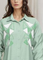 Polkadots Chic Pastel Green Self Plain Suit 14374CW Women 2pcs