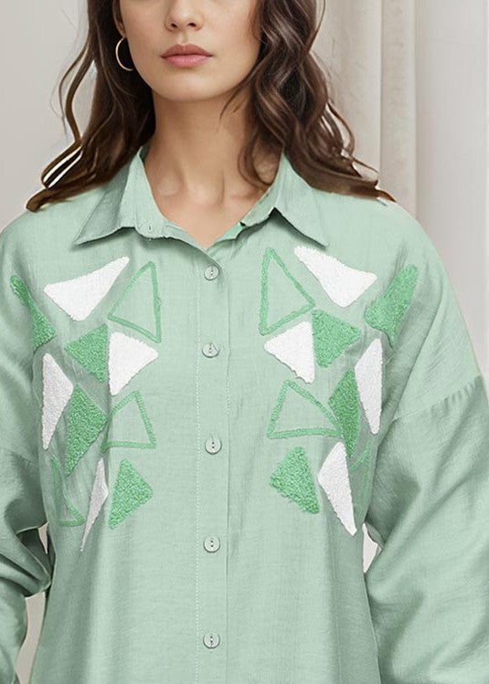 Polkadots Chic Pastel Green Self Plain Suit 14374CW Women 2pcs
