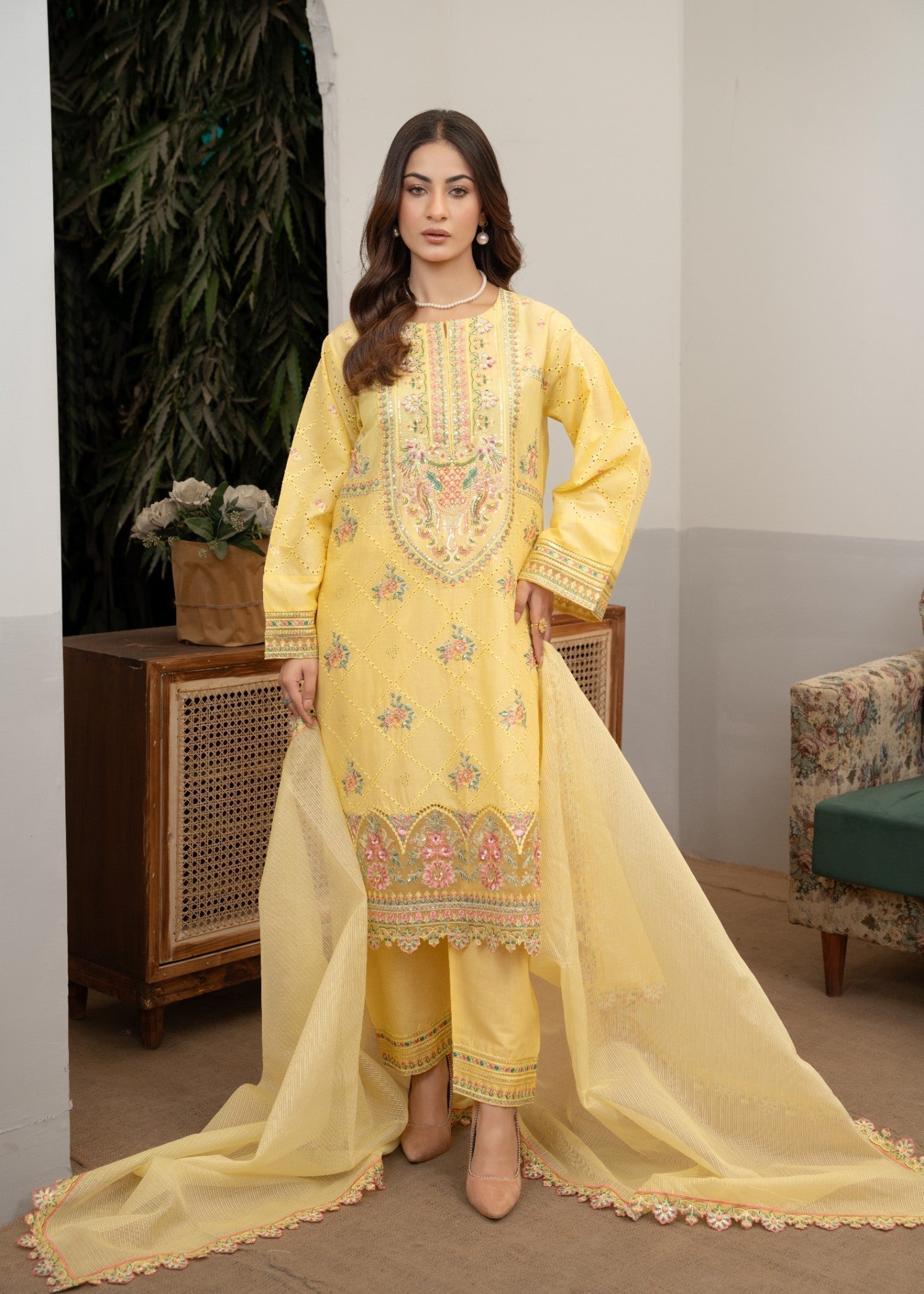 Waniya Awais WAL 01 Lawn Stitched Women 3pcs