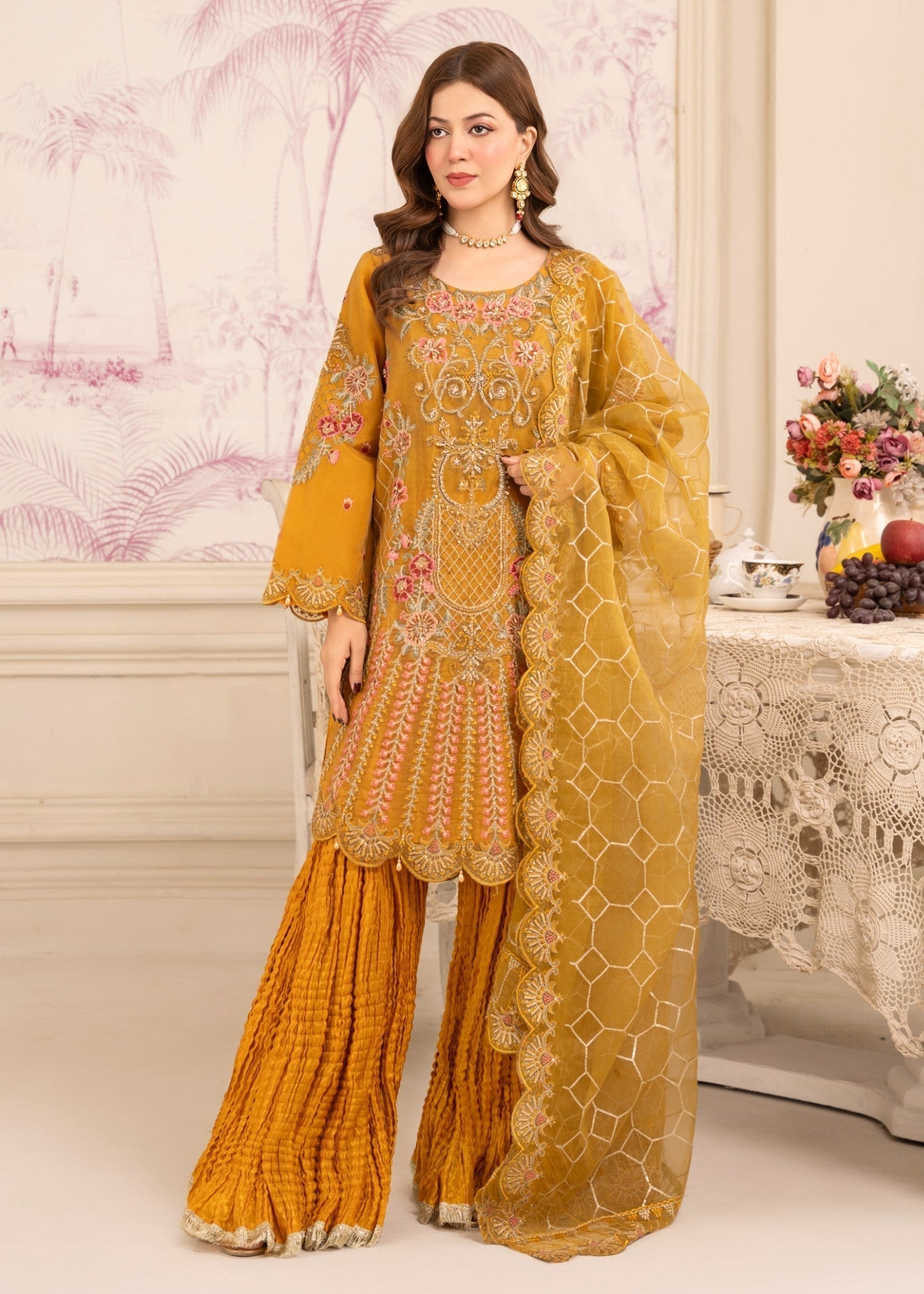 Diara Couture MISHAL US 419 MUSTARD Women 3pcs