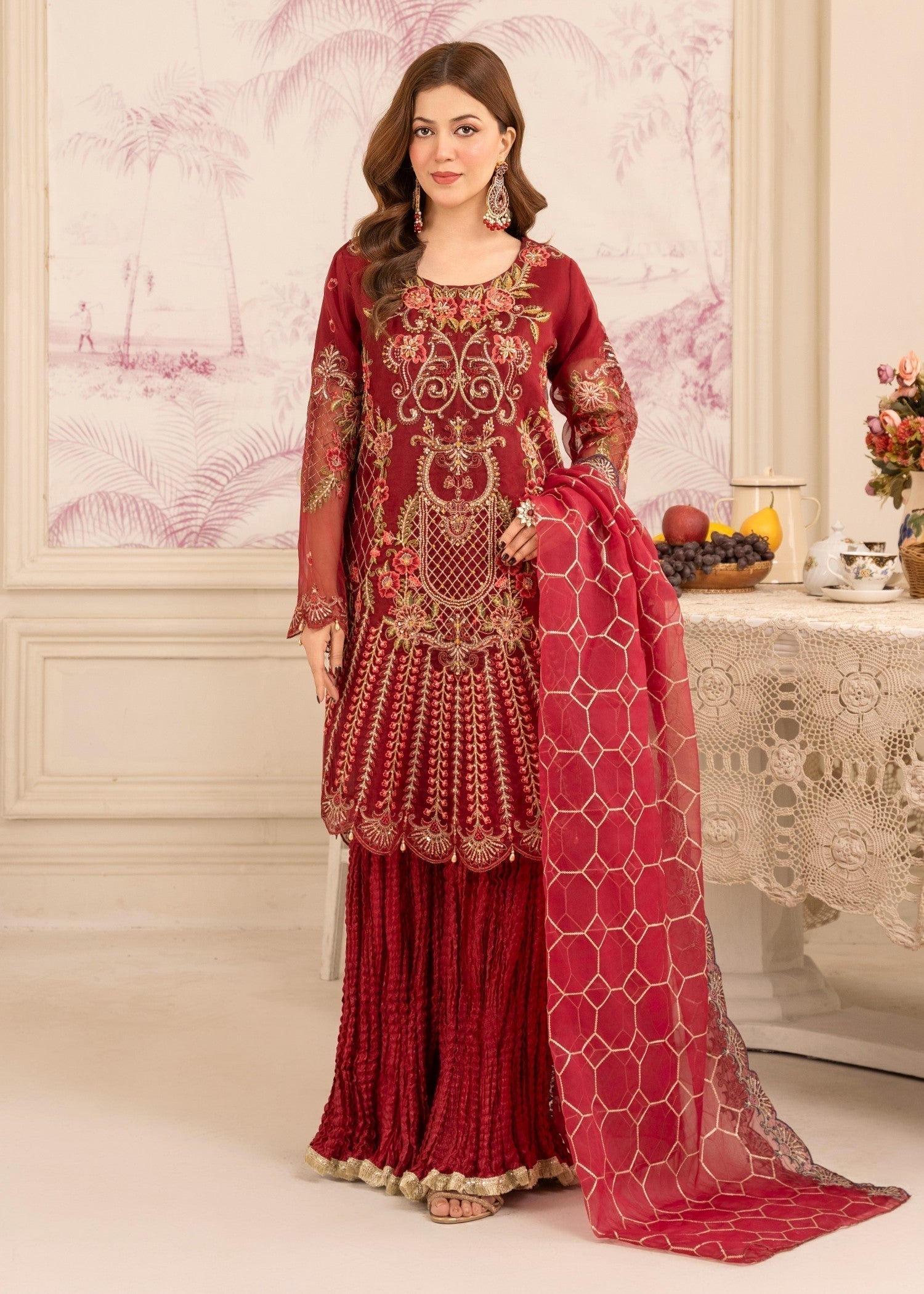 Diara Couture MISHAL US 419 MAROON Women 3pcs