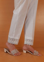 Zardi Laced Cotton Trouser White ZT315 Women 1pcs