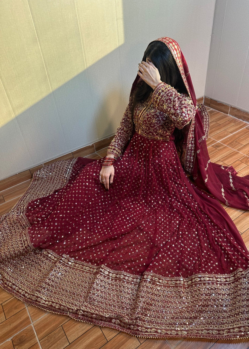 Suits By Sadia Chiffon maroon maxi Women 3pcs