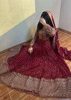 Suits By Sadia Chiffon maroon maxi Women 3pcs