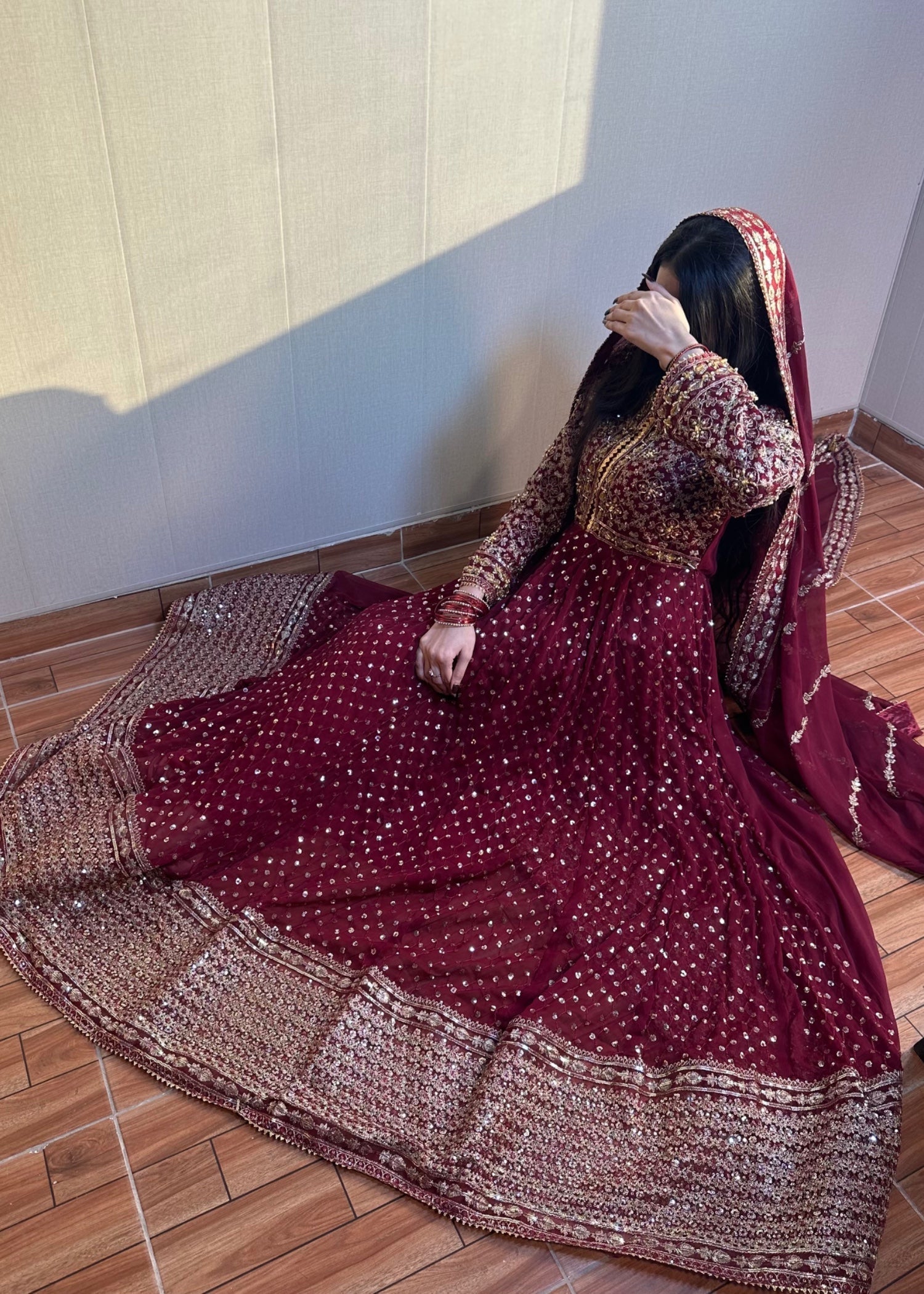 Suits By Sadia Chiffon maroon maxi Women 3pcs