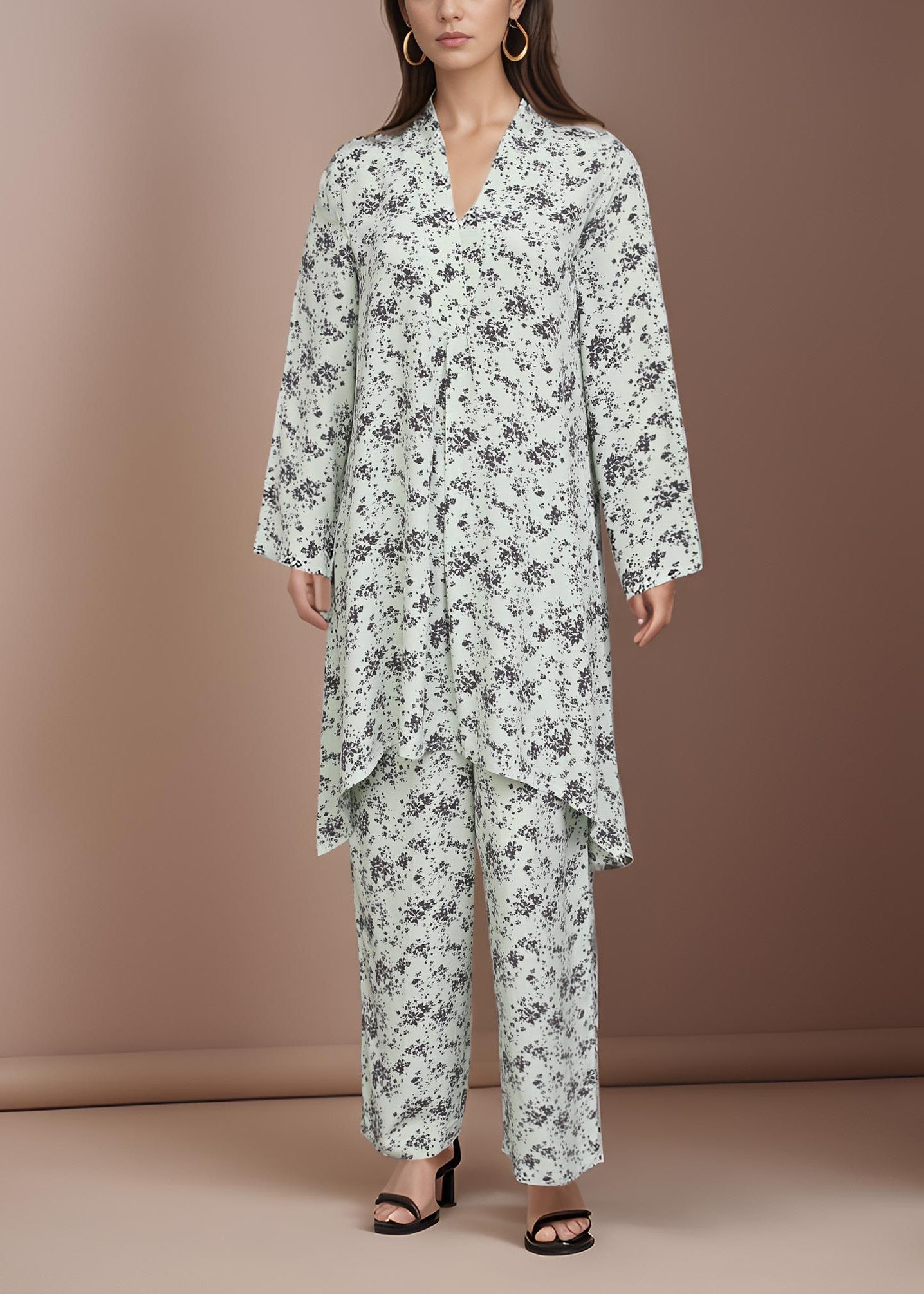 Polkadots Light Sage Georgette Printed Suit 14025HG Women 2pcs