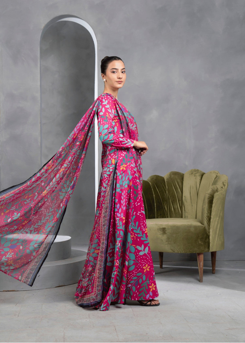Zaymal Fuschia Pre Draped Saree Women