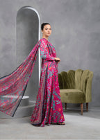 Zaymal Fuschia Pre Draped Saree Women