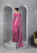 Zaymal Fuschia Pre Draped Saree Women