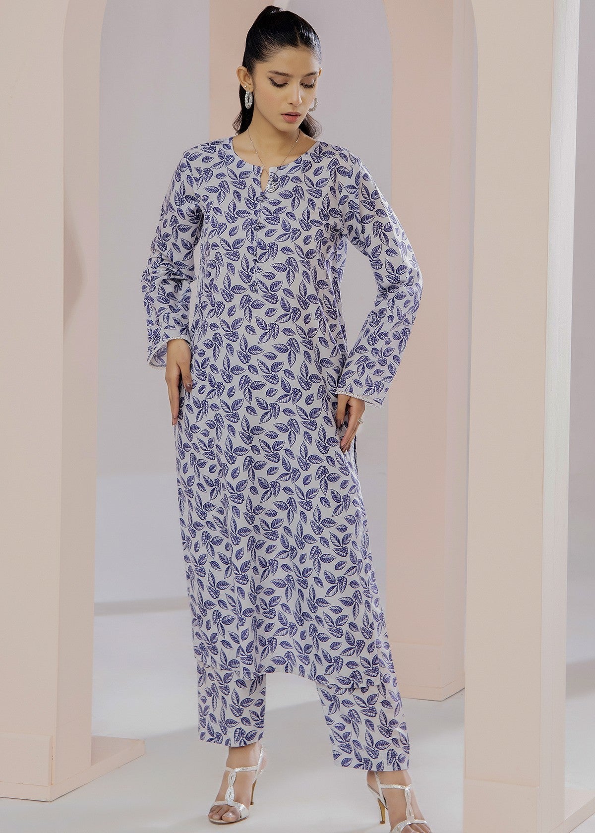 By-East Lawn Suit Printed (Blue) Women 2pcs