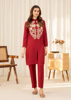 Sahibas By Mirza Kiran Maroon Women 2pcs