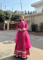 Suits By Sadia Pink double frock Women 4pcs