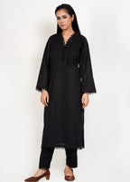 Bint-E-Hussain Stripe Chikankari Kurta Set Black Women 2pcs