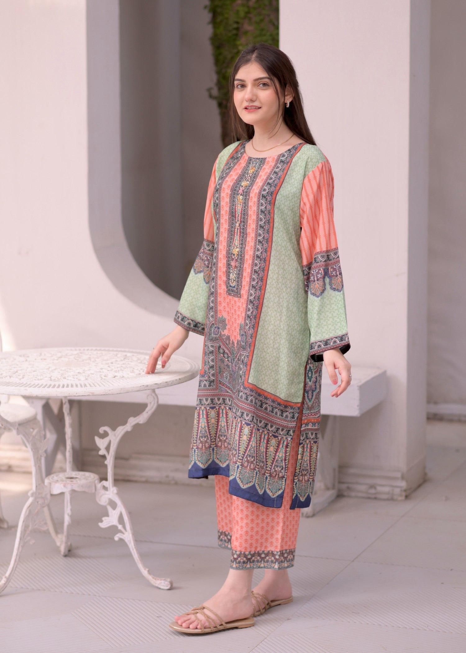 Elara Official Printed Pastel EL358G Women 2pcs