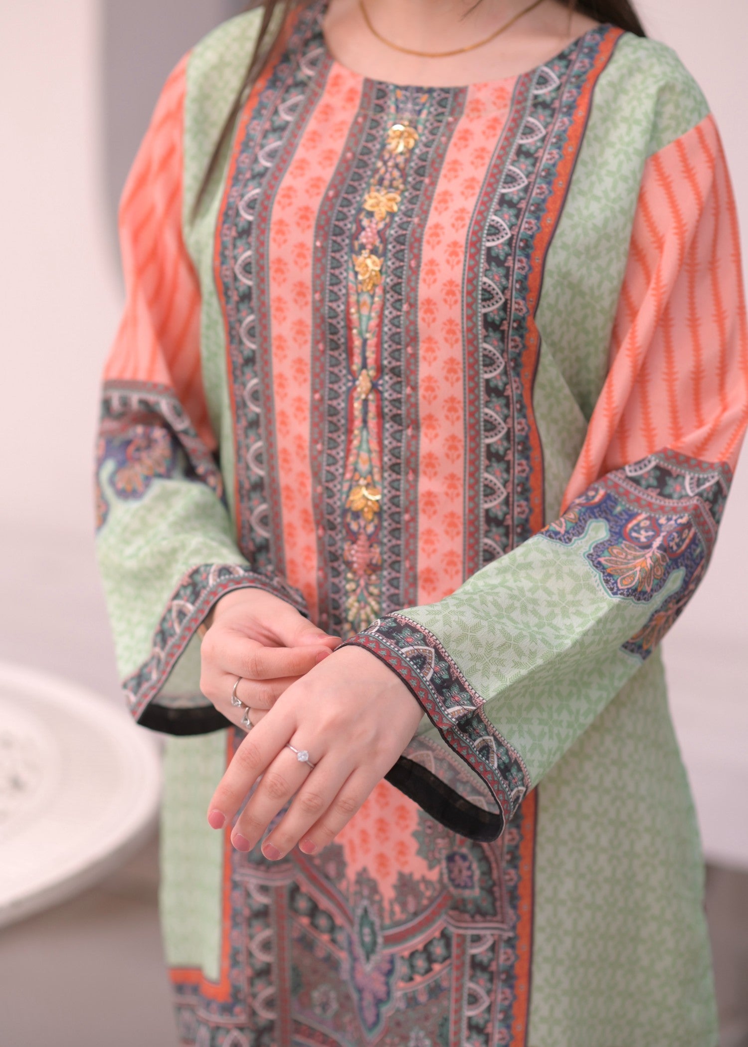 Elara Official Printed Pastel EL358G Women 2pcs