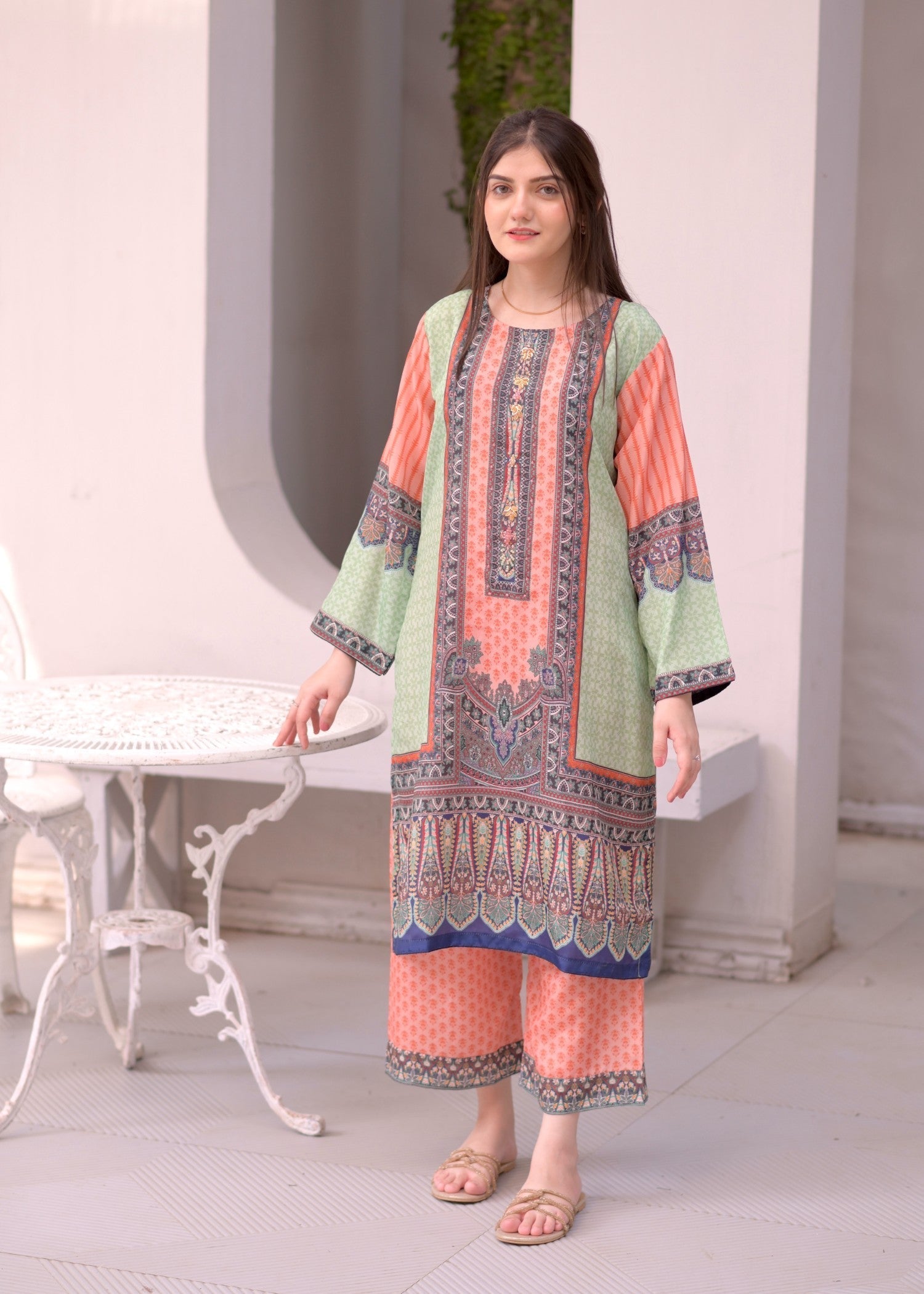 Elara Official Printed Pastel EL358G Women 2pcs