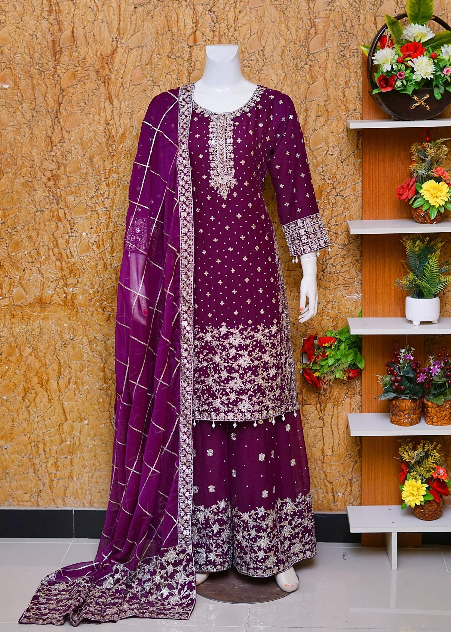 SAIRA SULTANA Mahrosh Plum Women 3pcs