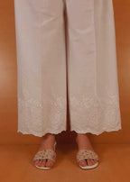 Zardi Embroided strechable Cotton Palazo White ZT346 Women 1pcs