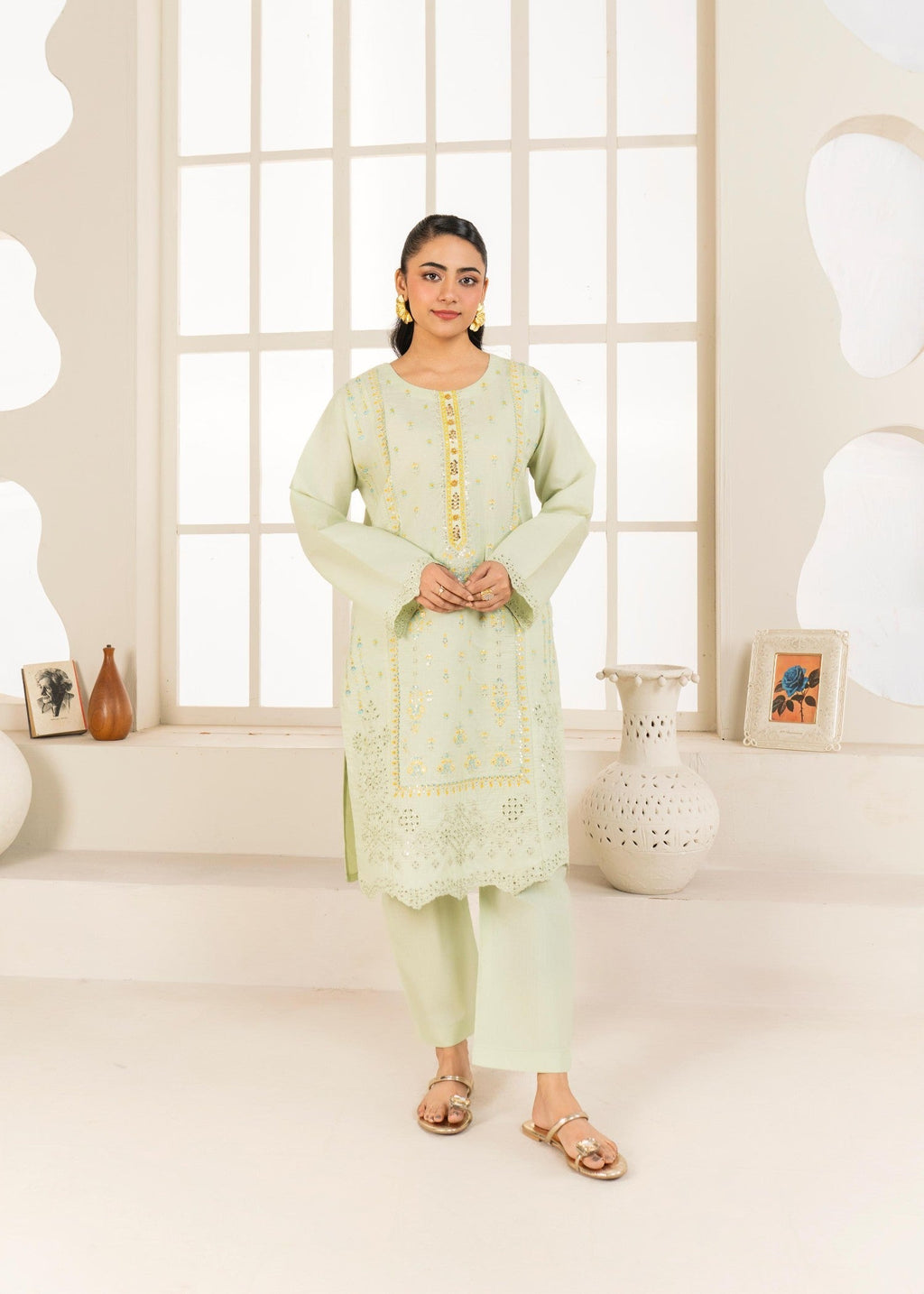 Stylish Collection NAAZ LIGHT GREEN Women 2pcs