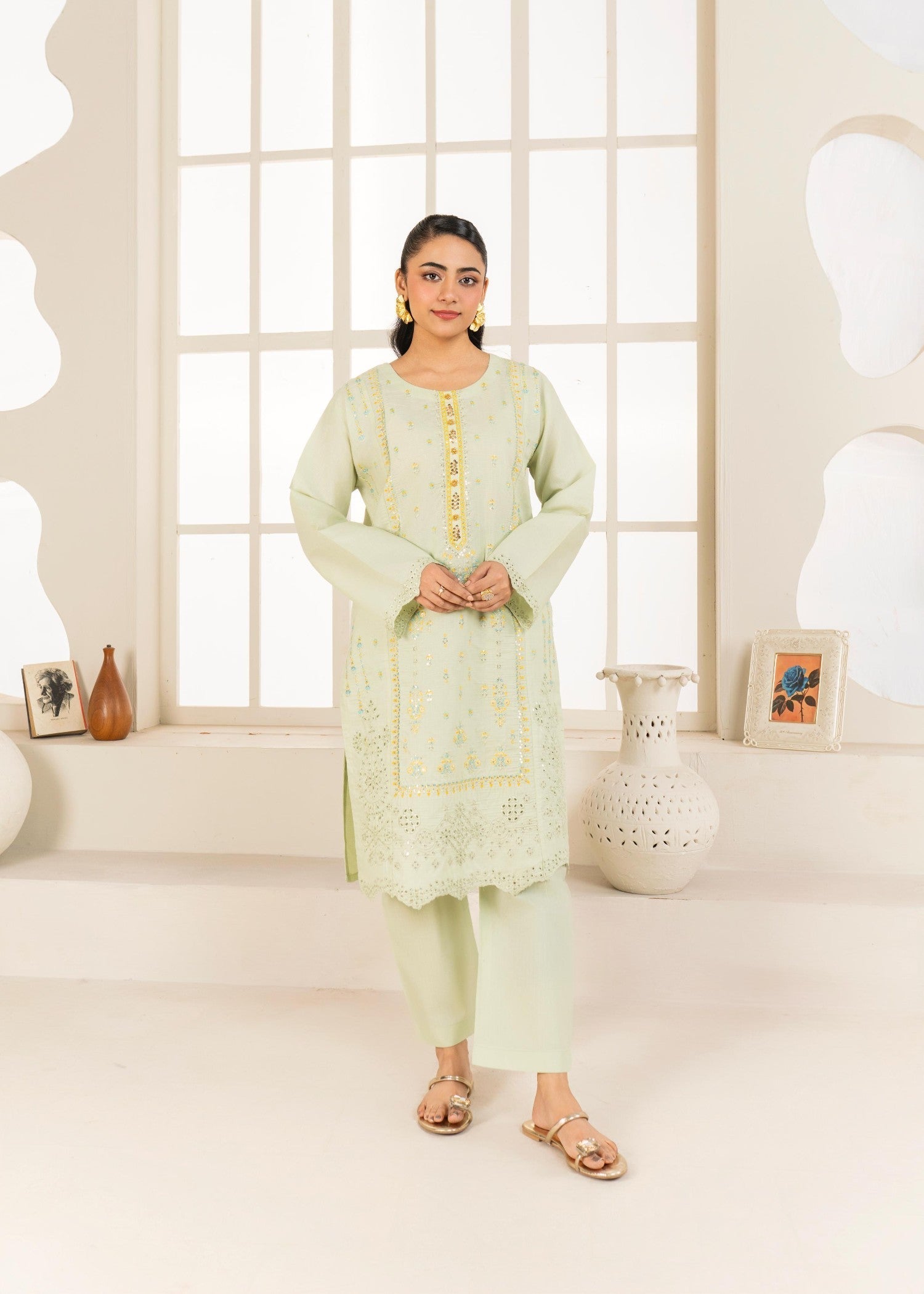 Stylish Collection NAAZ LIGHT GREEN Women 2pcs