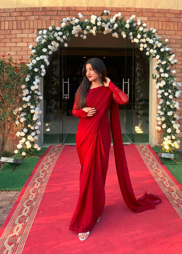 Culaccino Saree Studio Cherry Luxe Drape Women 3pcs