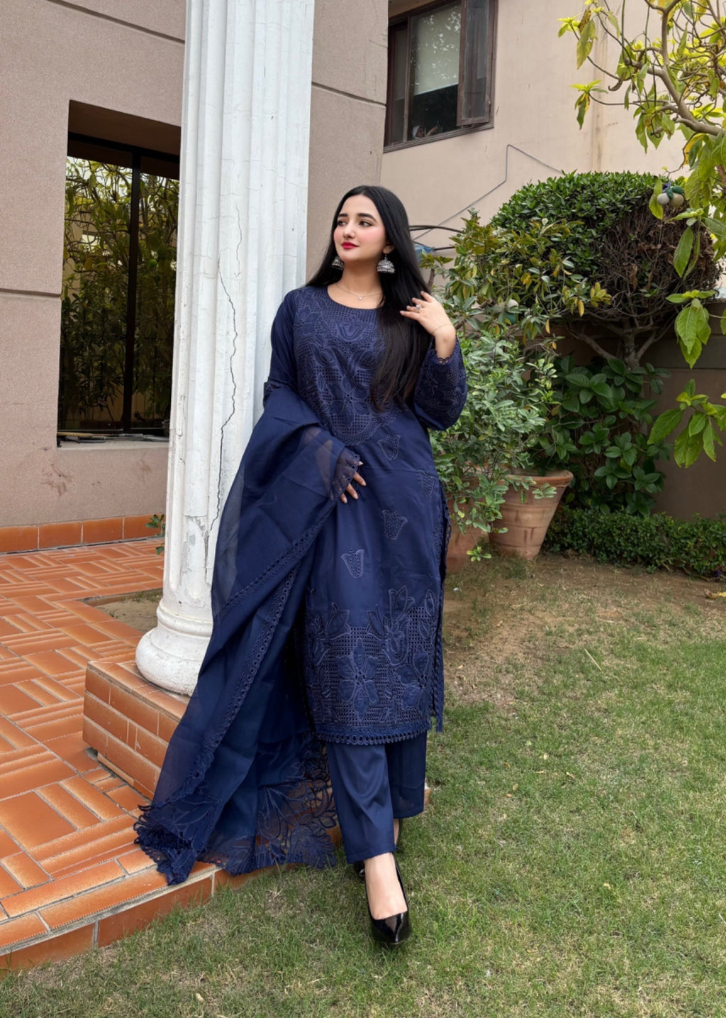 Suits By Sadia Blue lawn Women 3pcs
