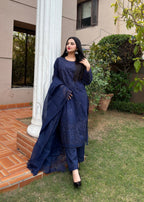 Suits By Sadia Blue lawn Women 3pcs