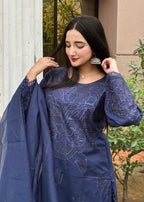 Suits By Sadia Blue lawn Women 3pcs