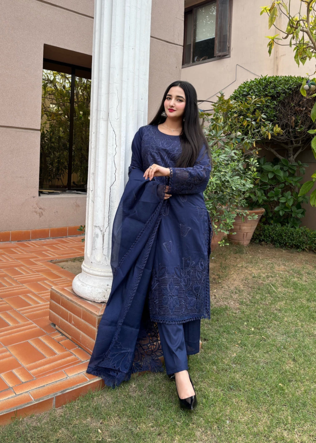 Suits By Sadia Blue lawn Women 3pcs