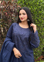 Suits By Sadia Blue lawn Women 3pcs